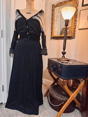 Vintage Black A-Line Maxi Skirt